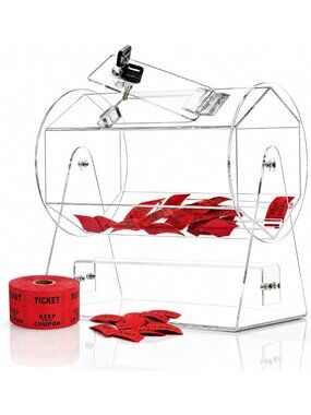Acrylic Raffle Drum & Ticket Spinner with 1000 Tickets - Lockable Lottery Cage